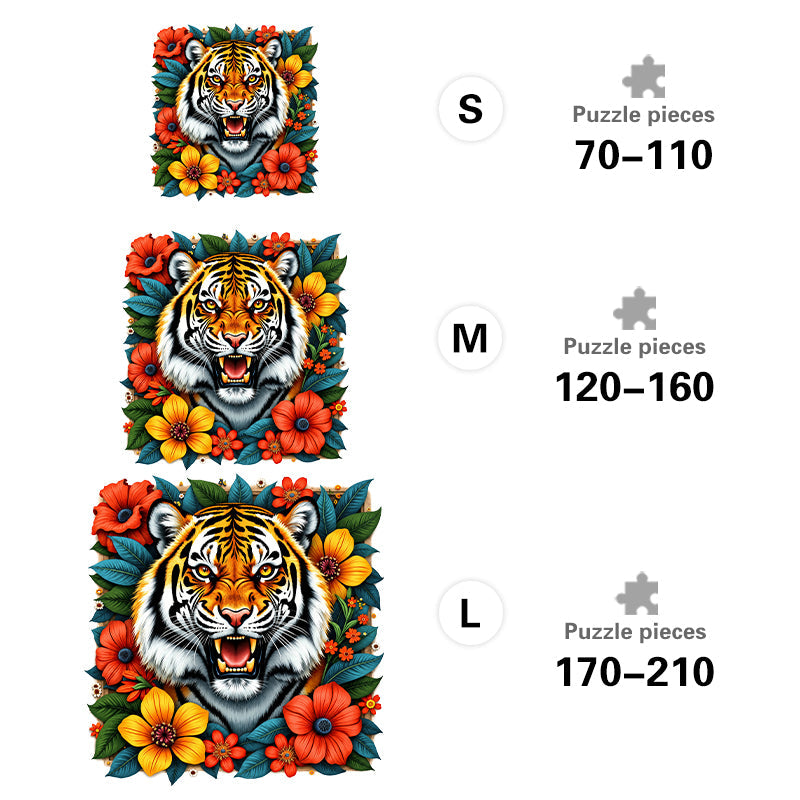 Tiger in Bloom - Wooden Jigsaw Puzzle