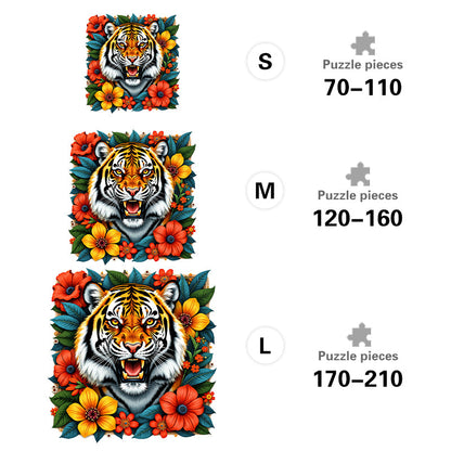 Tiger in Bloom - Wooden Jigsaw Puzzle