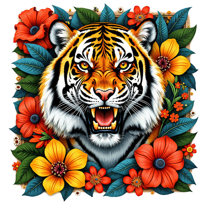 Tiger in Bloom - Wooden Jigsaw Puzzle