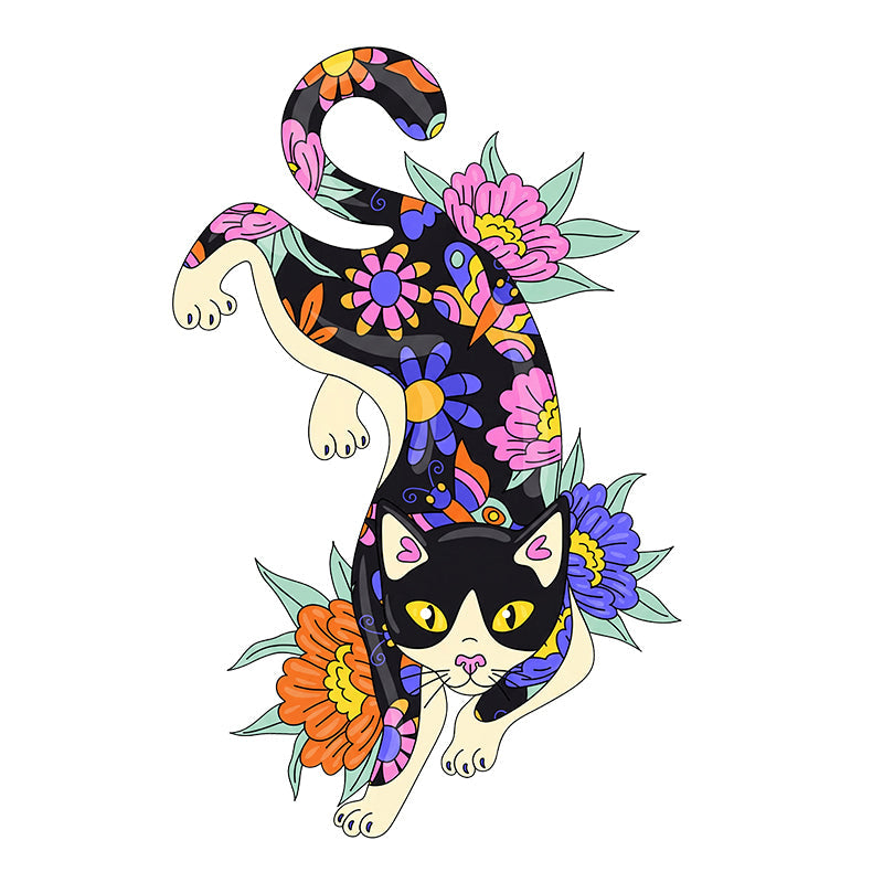 Floral Feline - Wooden Jigsaw Puzzle