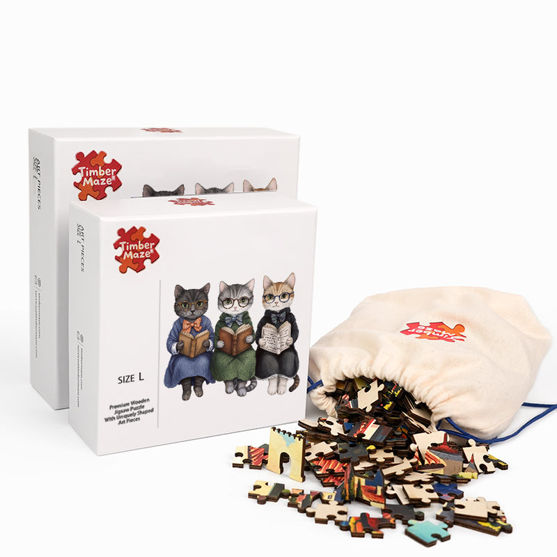 Literary Cats - Wooden Jigsaw Puzzle