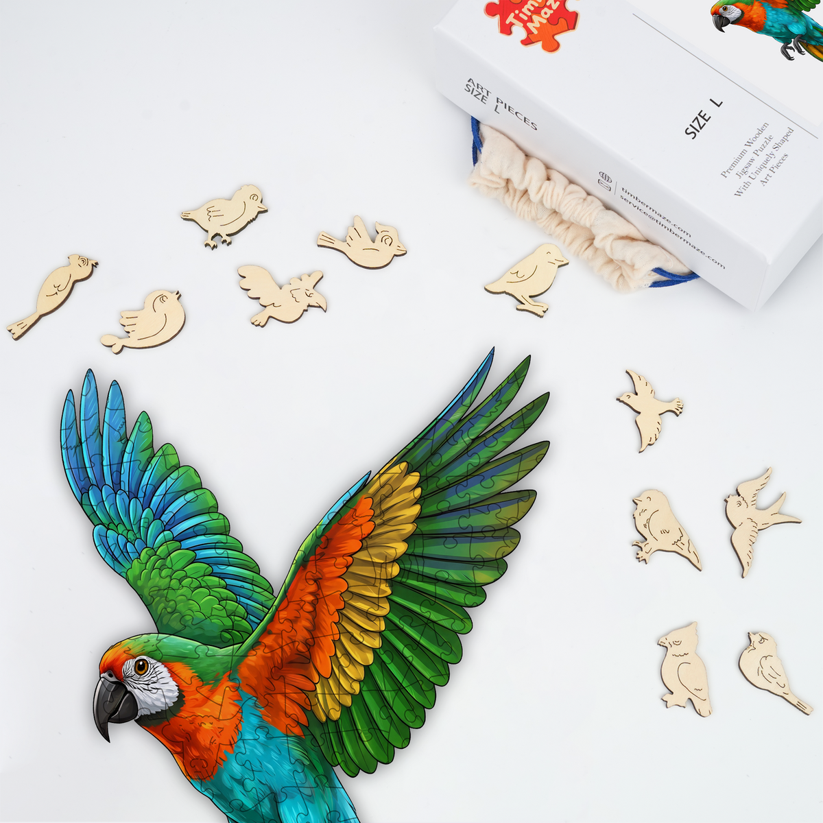 Rainbow Parrot - Wooden Jigsaw Puzzle