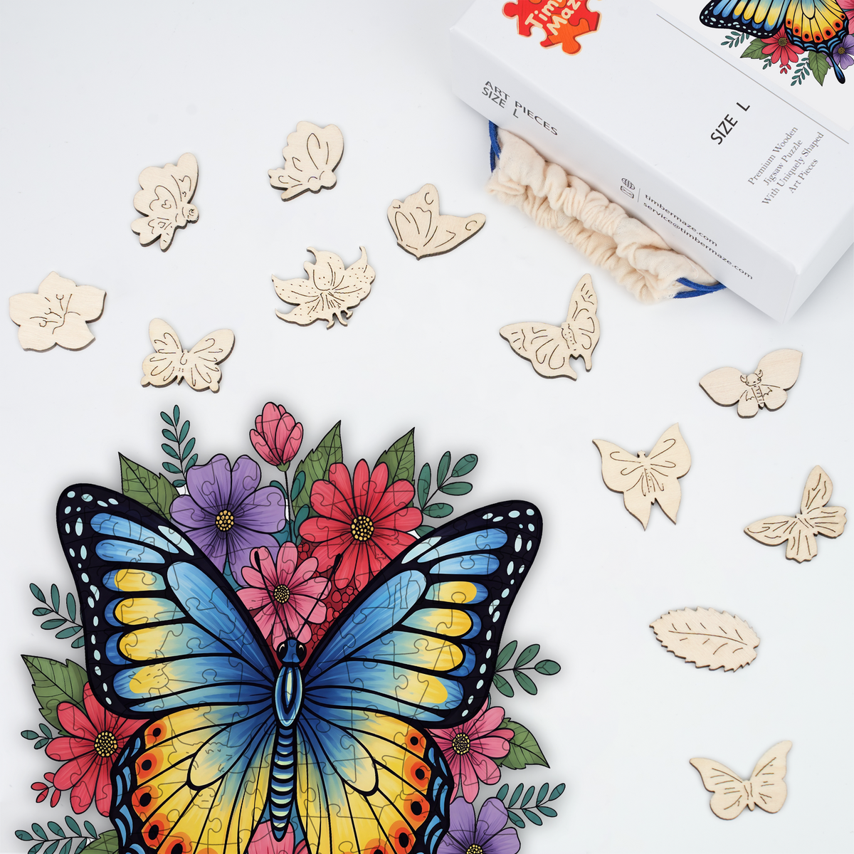 The Azure Lepidoptera - Wooden Jigsaw Puzzle