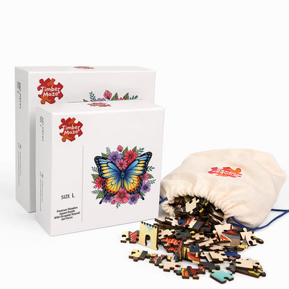 The Azure Lepidoptera - Wooden Jigsaw Puzzle