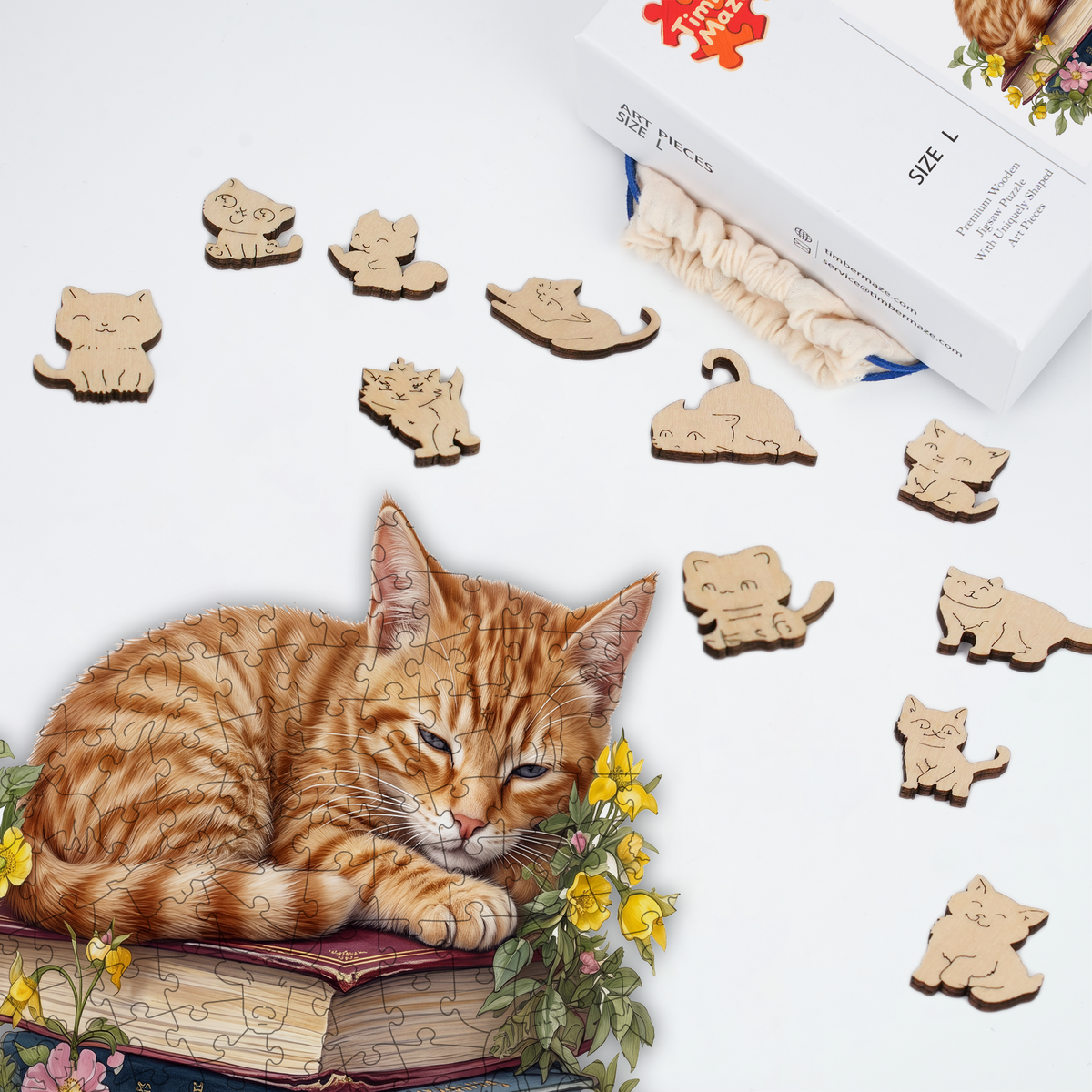 Tomes & Tabby - Wooden Jigsaw Puzzle