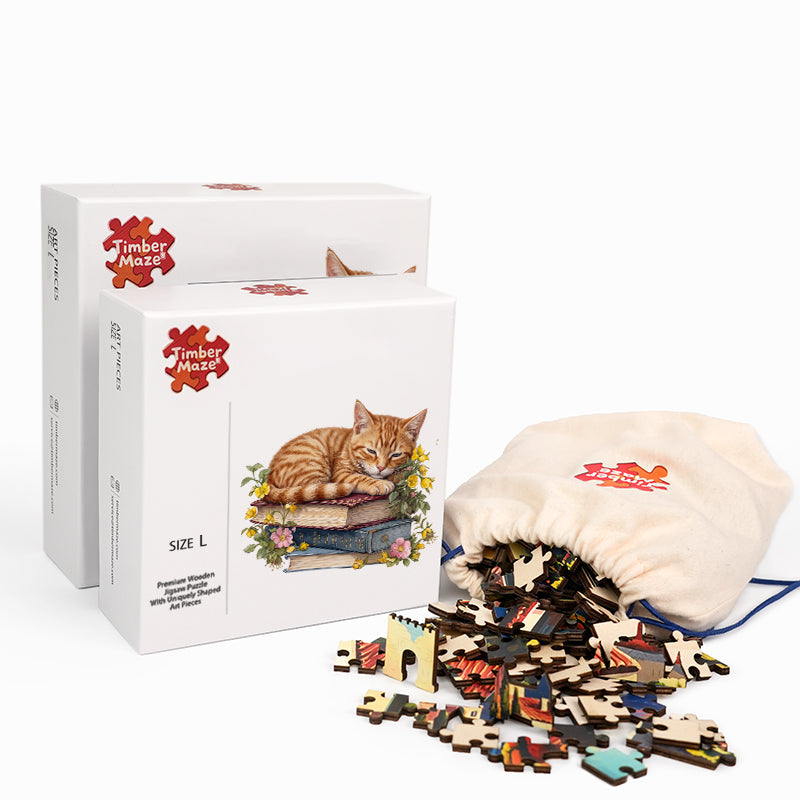 Tomes & Tabby - Wooden Jigsaw Puzzle