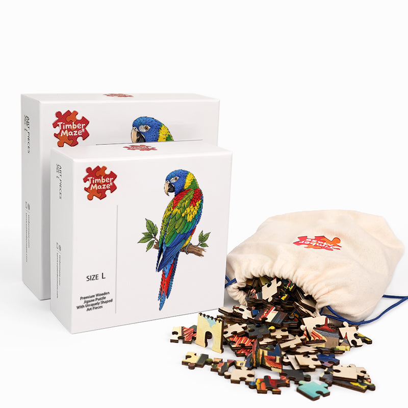 Vivid Macaw - Wooden Jigsaw Puzzle