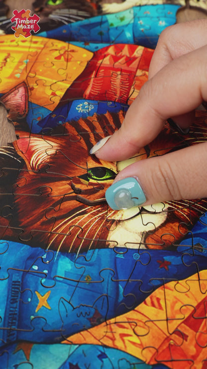 Cats in Space - Wooden Jigsaw Puzzle