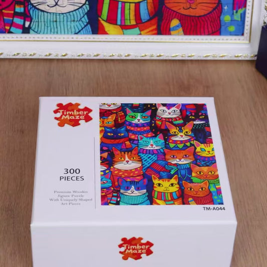 Colorful Cats - Wooden Jigsaw Puzzle